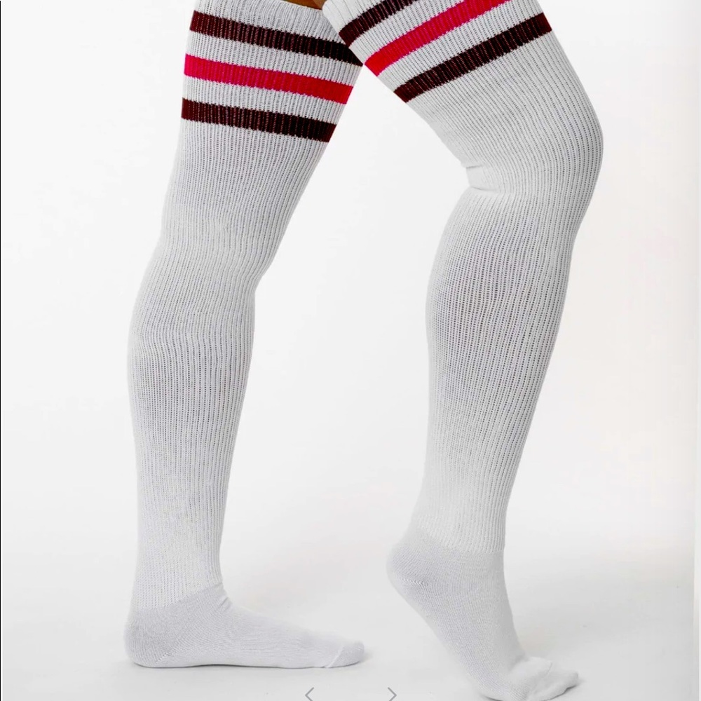 NWT Los Angeles Apparel Thigh high socks-never worn! Burgundy/Fuchsia
